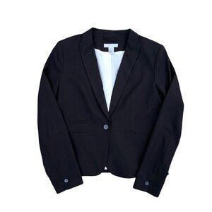 H&M Women's Black Blazer Jacket 12 Long Sleeve Office Button Long Sleeve​​​​​​